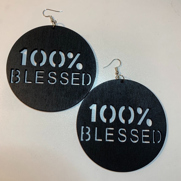 Jewelry - COPY - 100 % Blessed Earrings (BLACK)